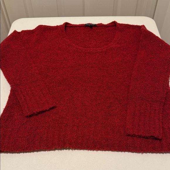 Eileen Fisher Wool/Cashmere Melange Boucle China Red Scoop Neck Sweater Size XS - Picture 4 of 9